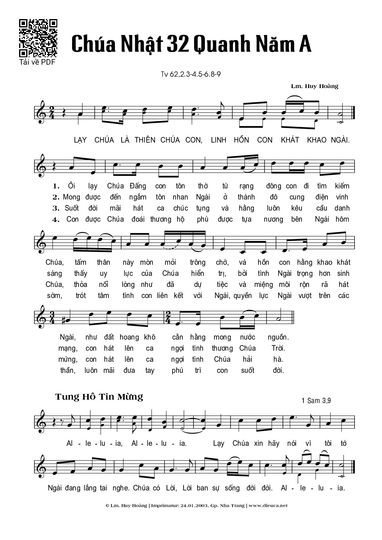 Page 1 of Sheet music PDF Chúa Nhật 32A Thường Niên  - Huy Hoàng