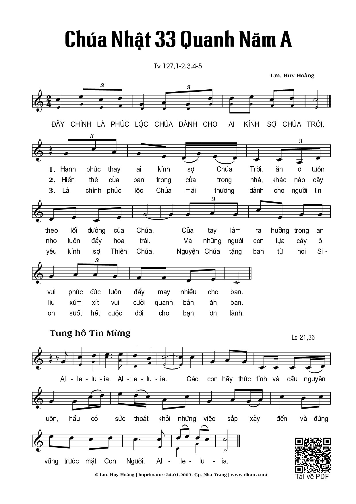 Page 1 of Sheet music PDF Chúa Nhật 33A Thường Niên - Huy Hoàng