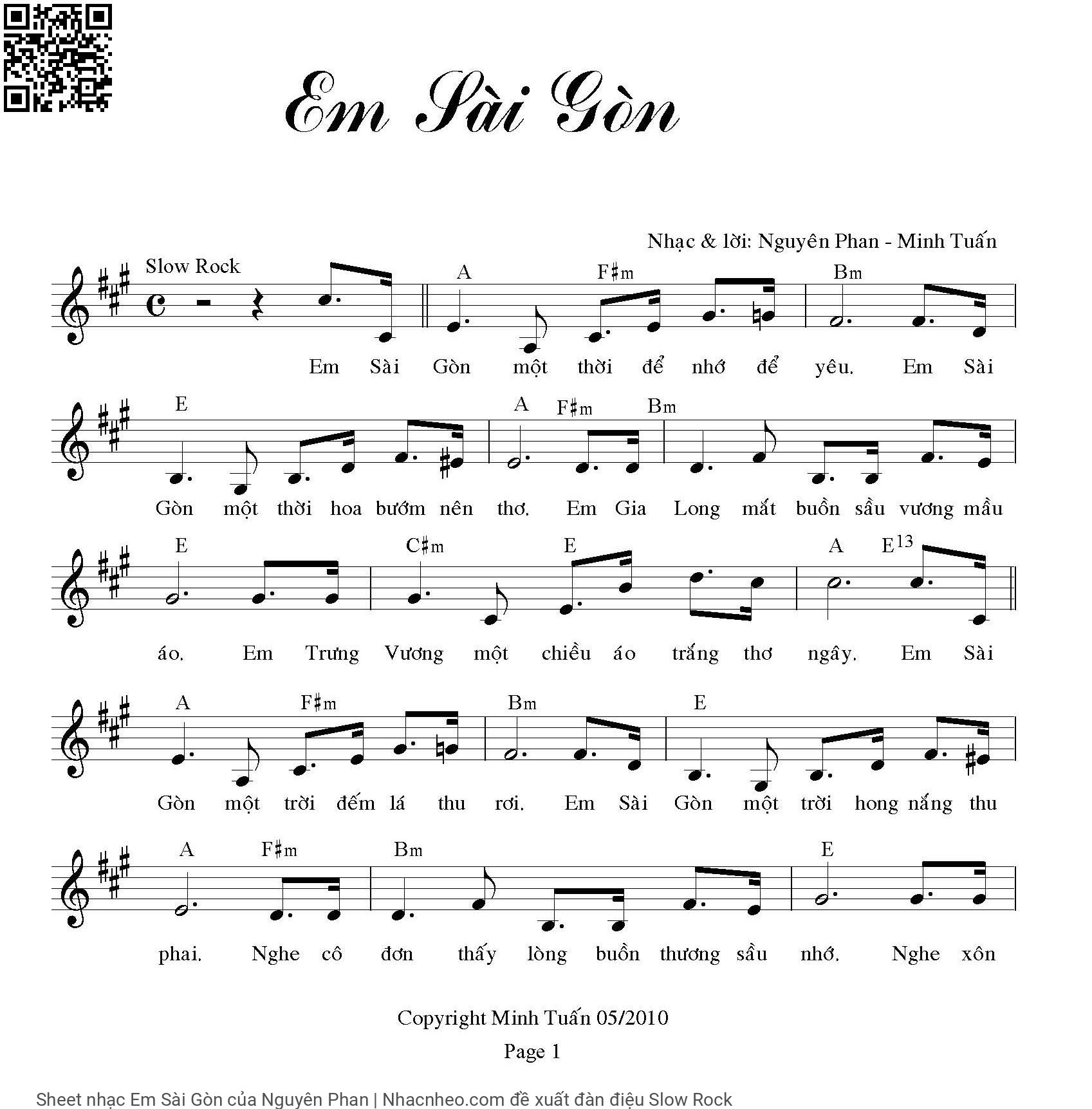 Sheet PDF of Em Sài Gòn - Nguyên Phan