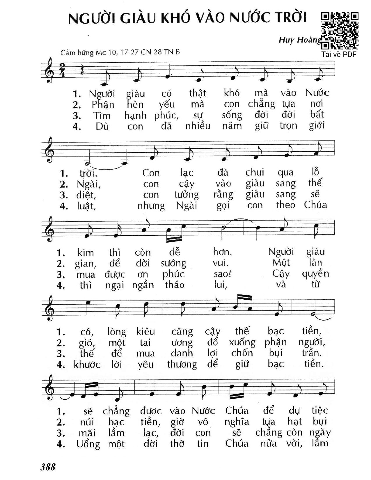 Sheet PDF of Người giàu khó vào Nước Trời