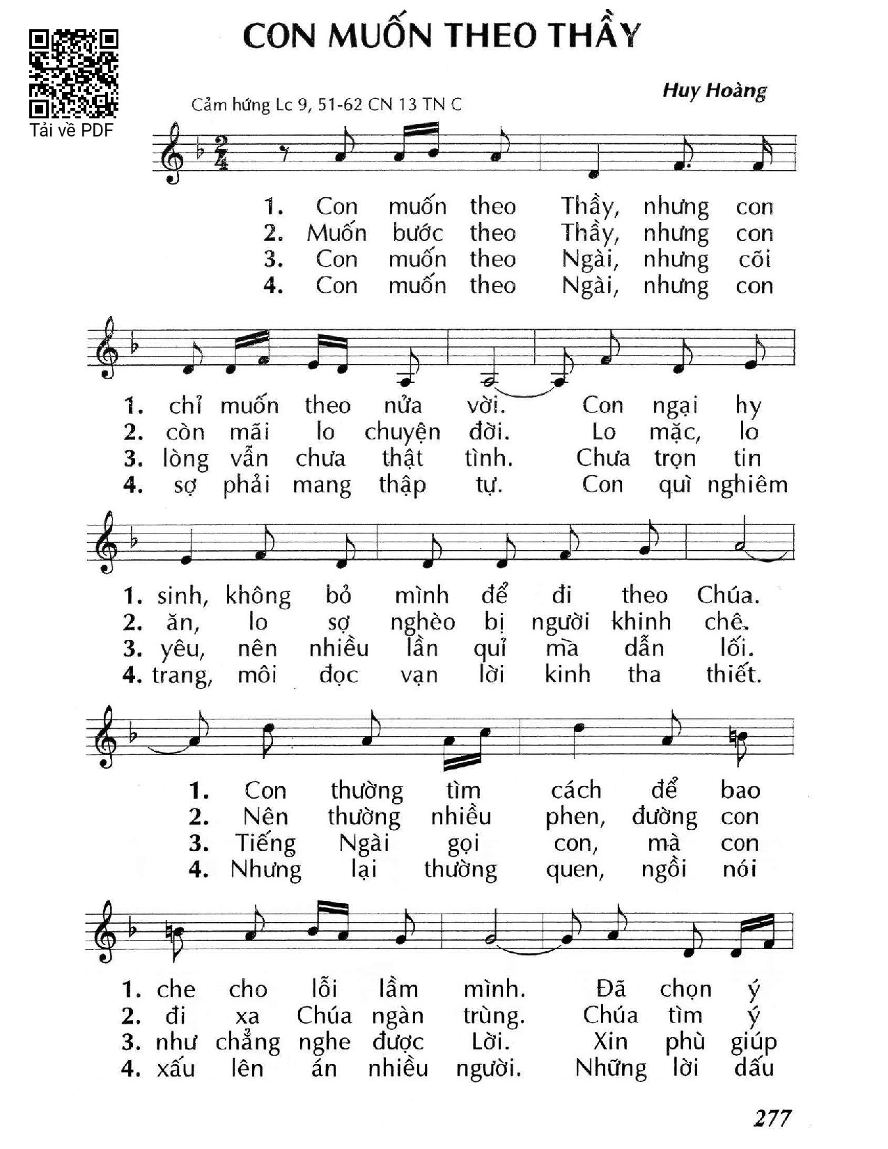Sheet PDF of Con muốn theo Thầy
