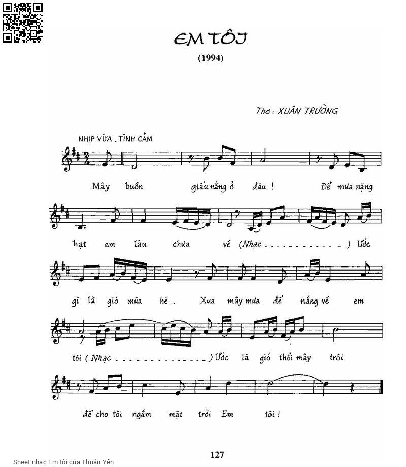 Sheet PDF of Em tôi - Thuận Yến
