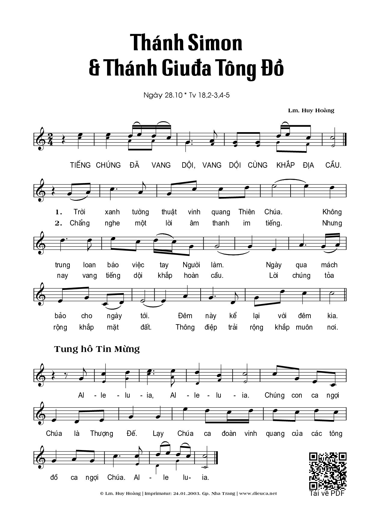 Page 1 of Sheet music PDF Thánh Simon & Giuda - Huy Hoàng