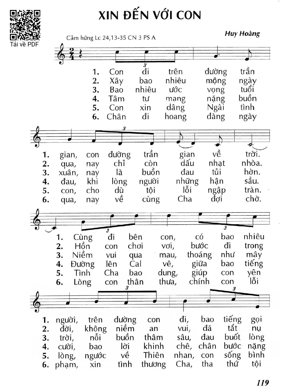 Page 1 of Sheet music PDF Xin đến với con (Lc. 24) - Huy Hoàng