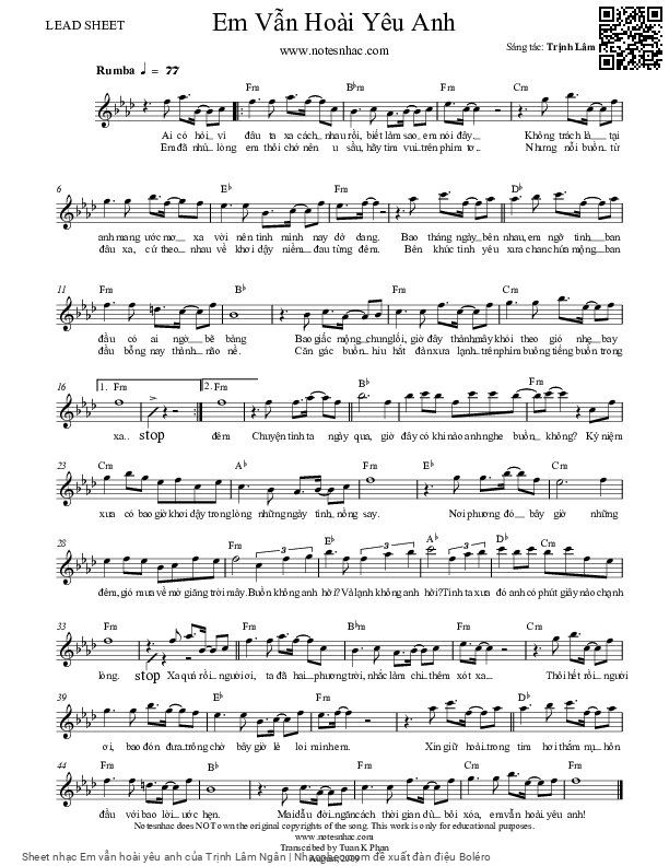 Sheet PDF of Em vẫn hoài yêu anh