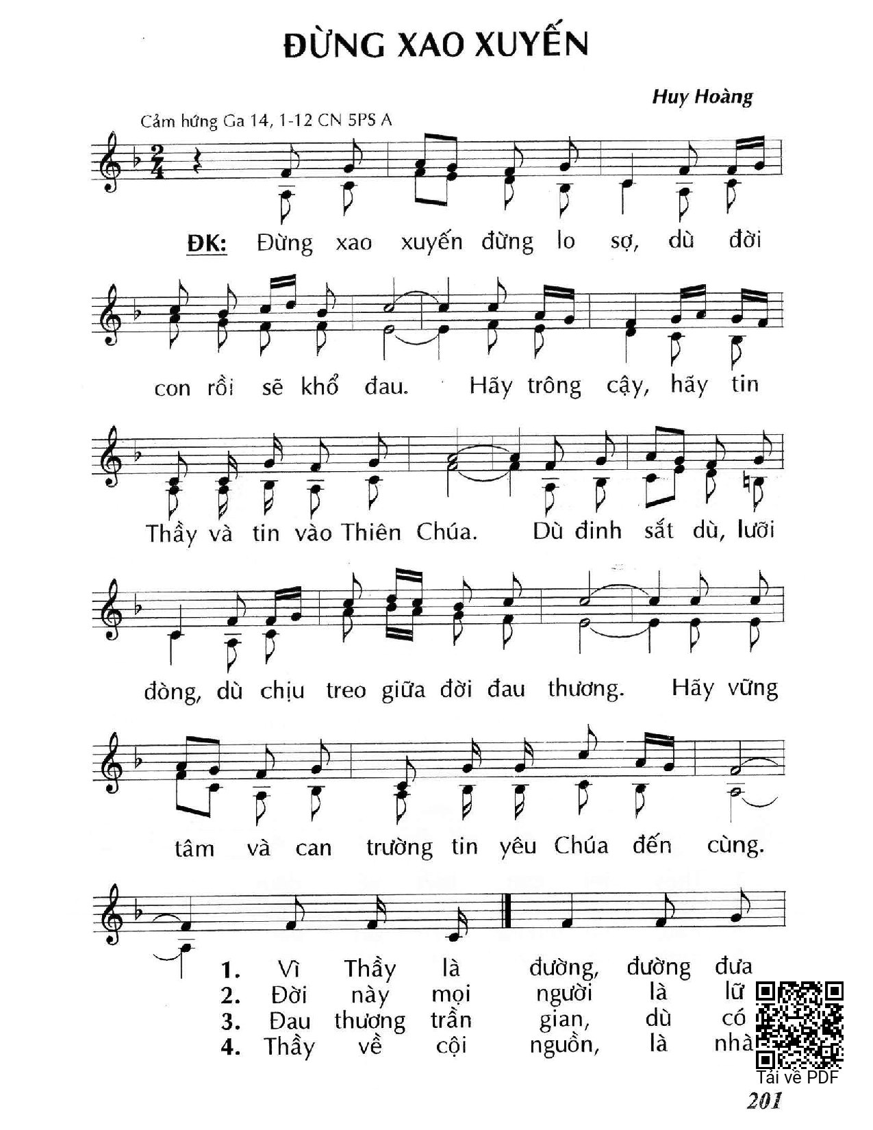 Sheet PDF of Đừng xao xuyến (Ga. 14)