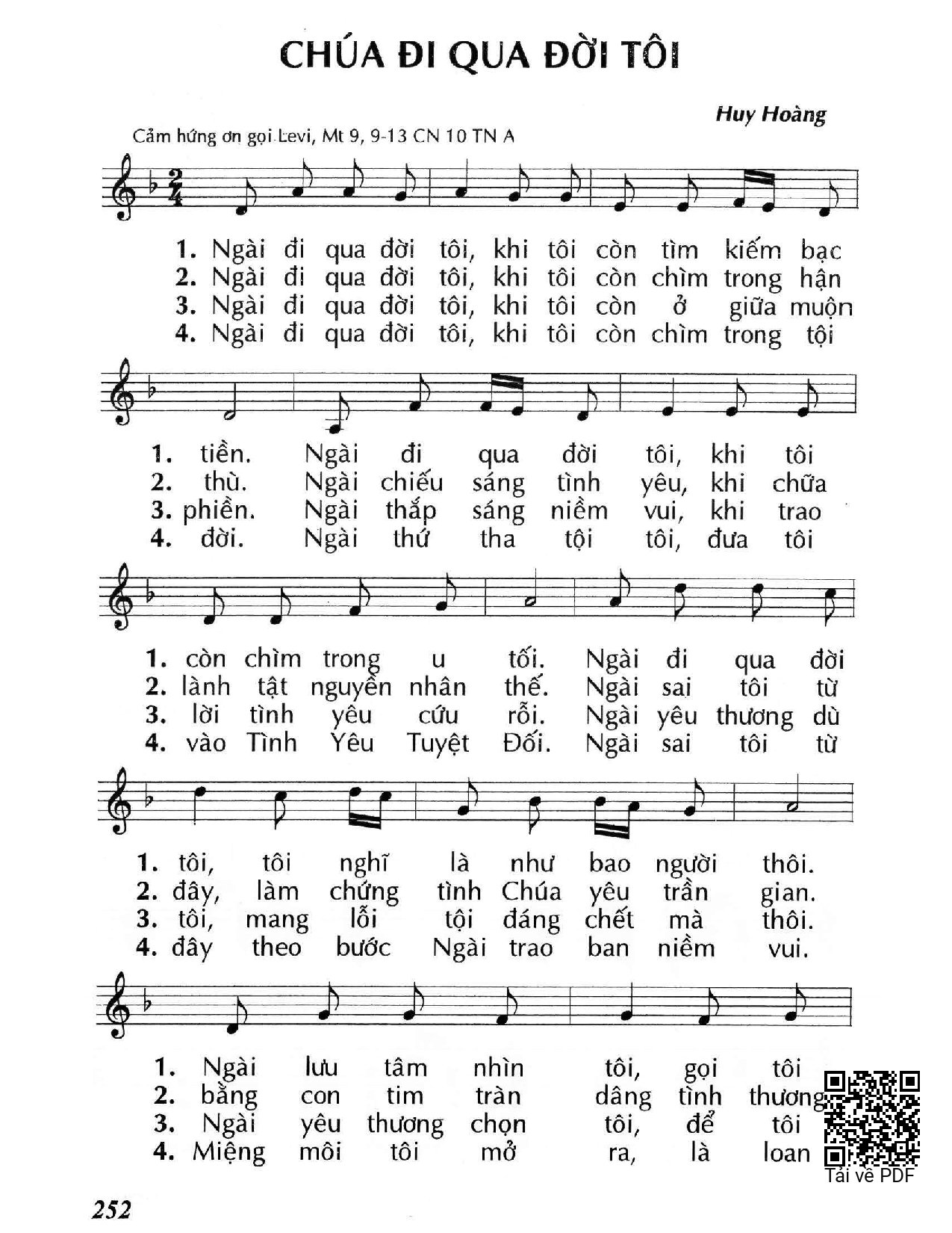 Sheet PDF of Chúa đi qua đời tôi (Mt. 9)