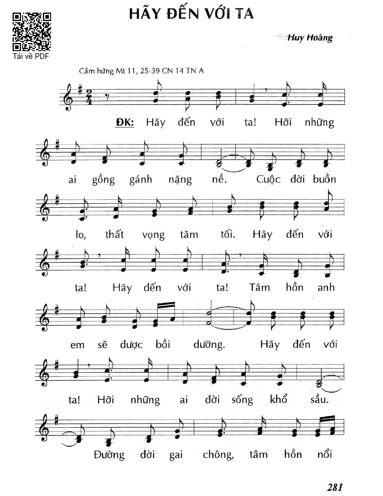 Page 1 of Sheet music PDF Hãy đến với Ta (Mt. 11) - Huy Hoàng