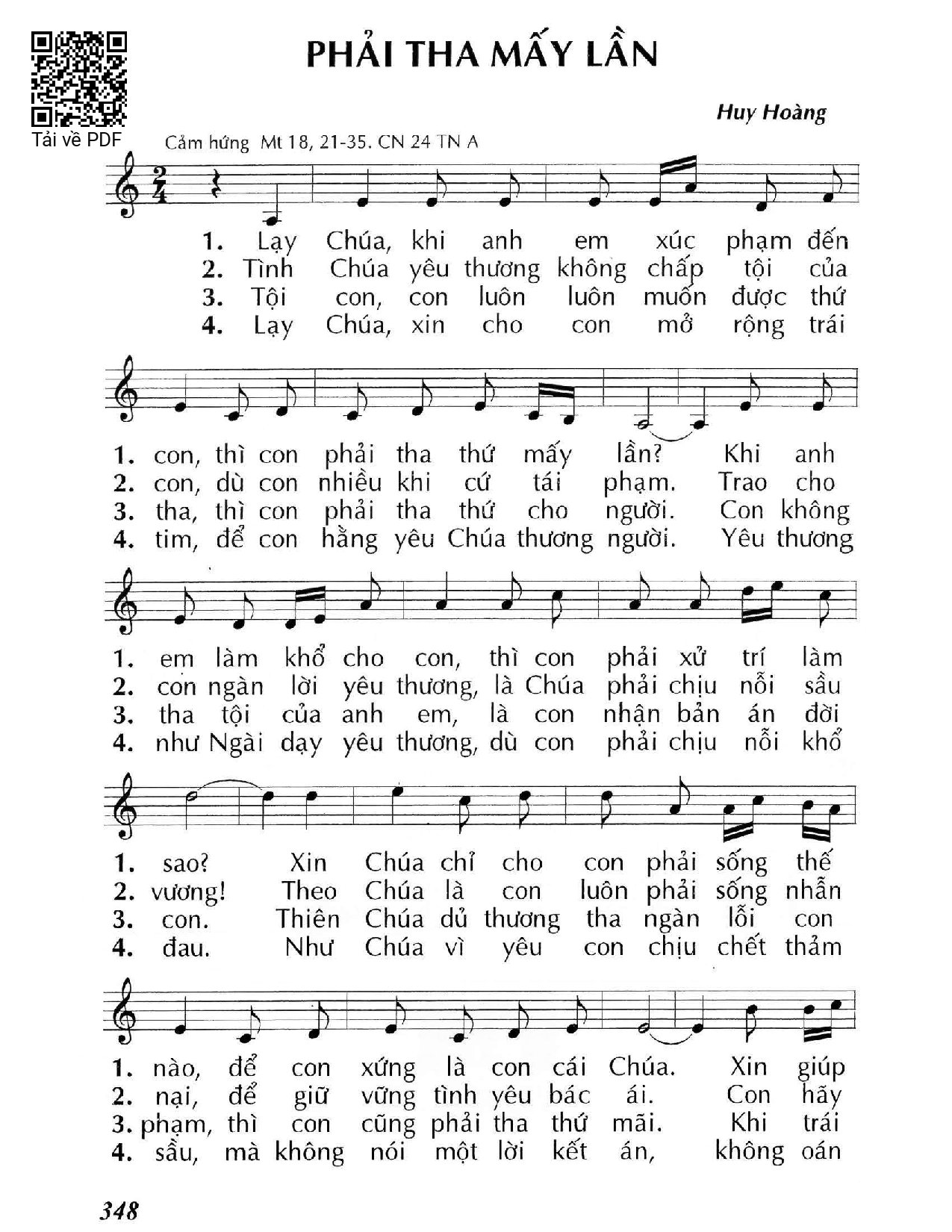 Sheet PDF of Phải tha mấy lần (Mt. 18)