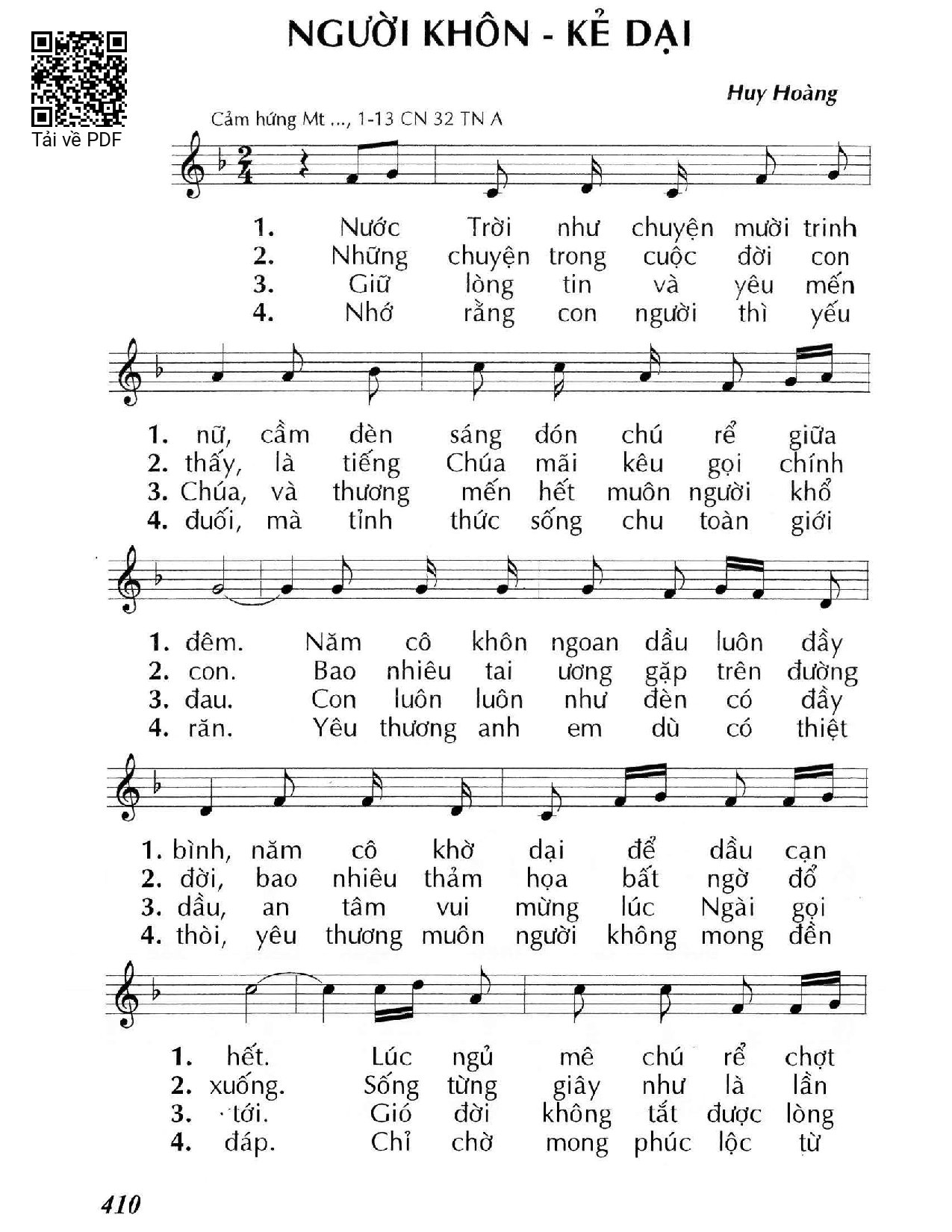 Sheet PDF of Người khôn – Kẻ dại (Mt. )