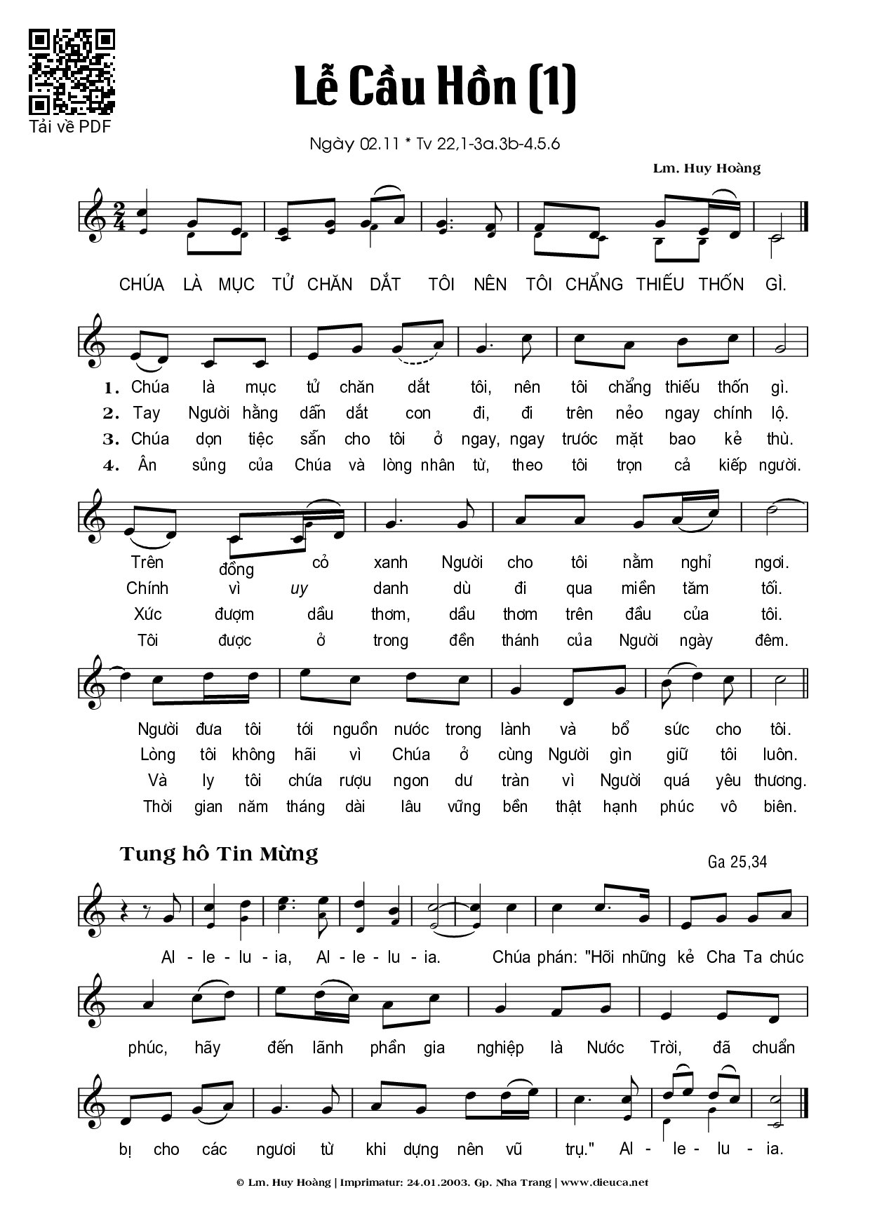 Sheet PDF of Cầu Hồn 1 - Huy Hoàng