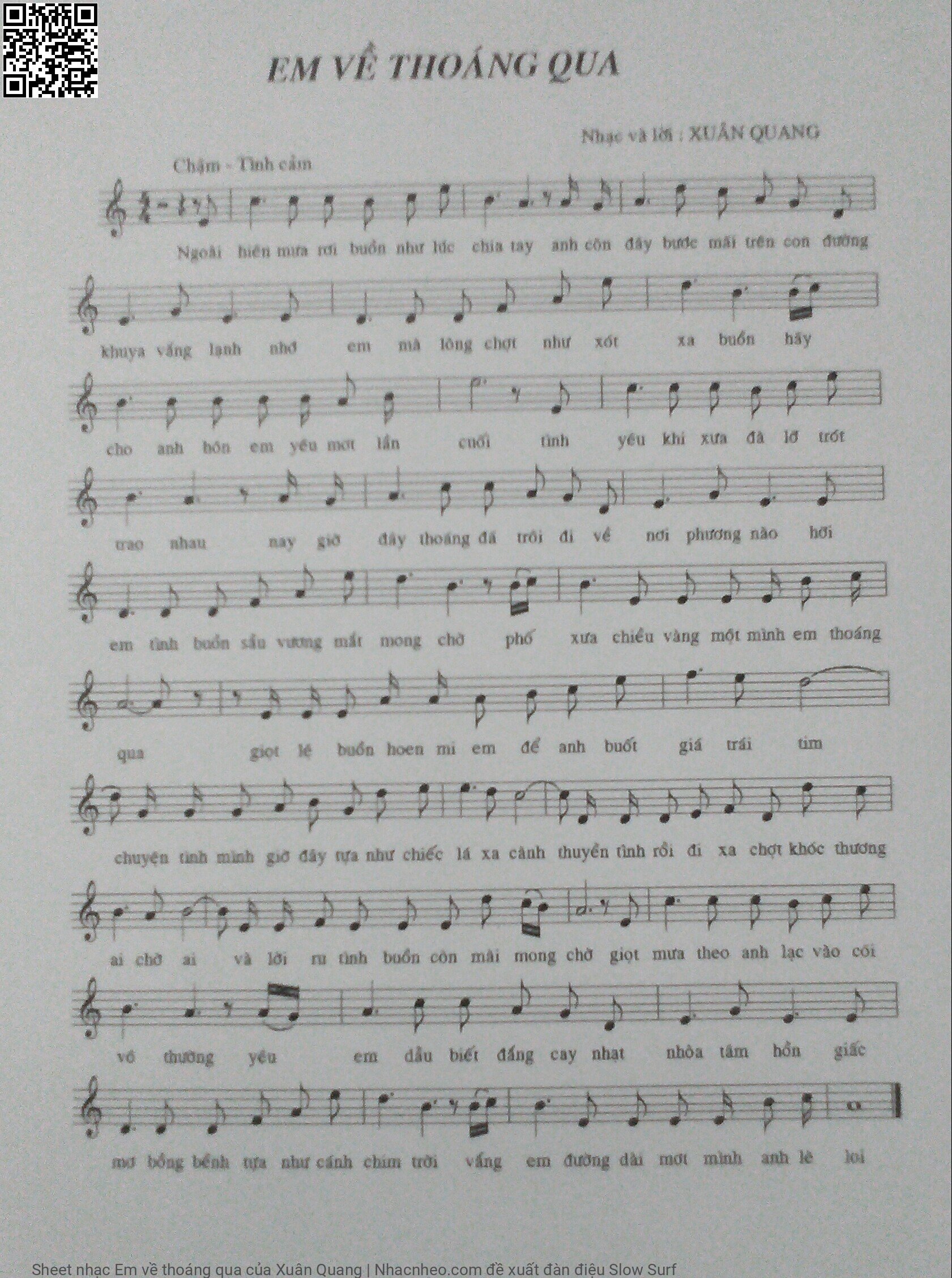 Sheet PDF of Em về thoáng qua