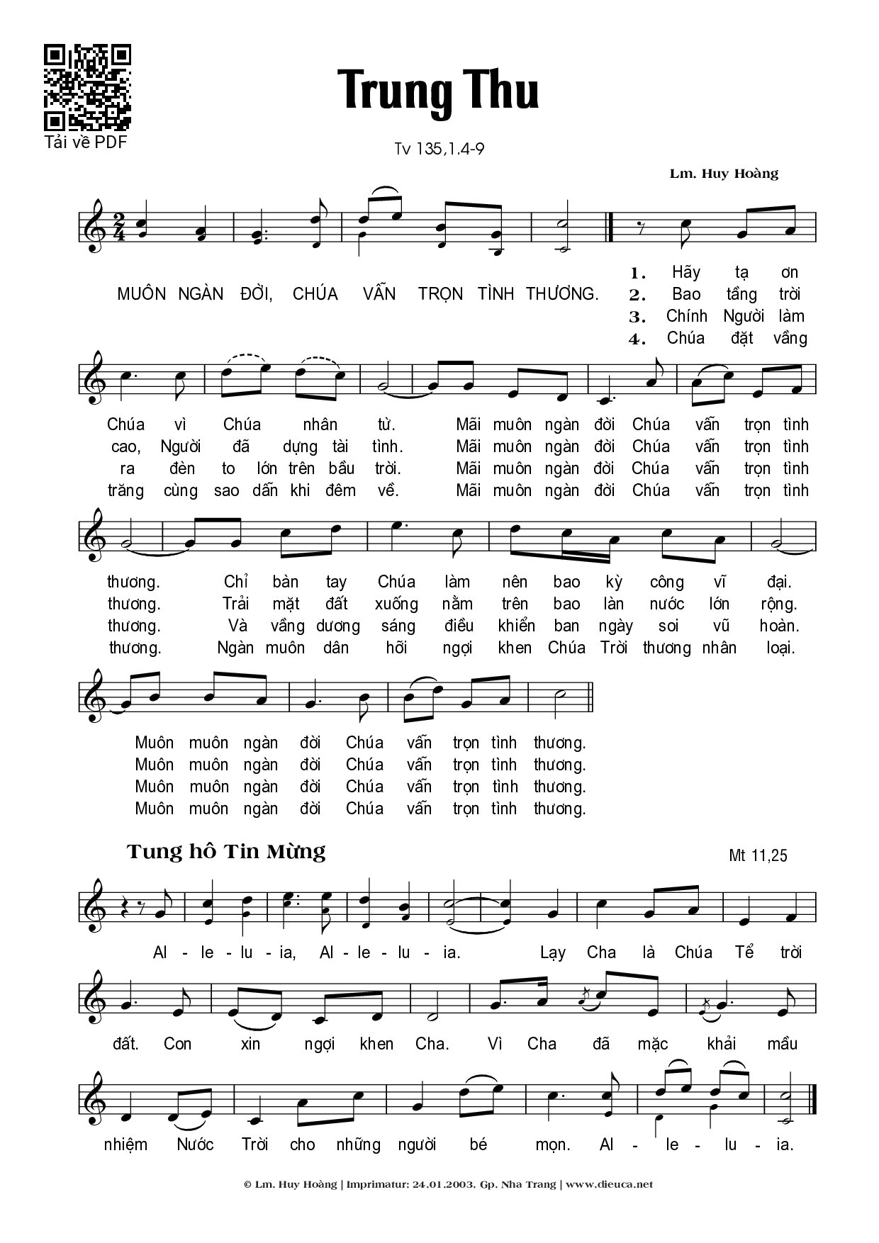 Page 1 of Sheet music PDF Trung Thu - Huy Hoàng