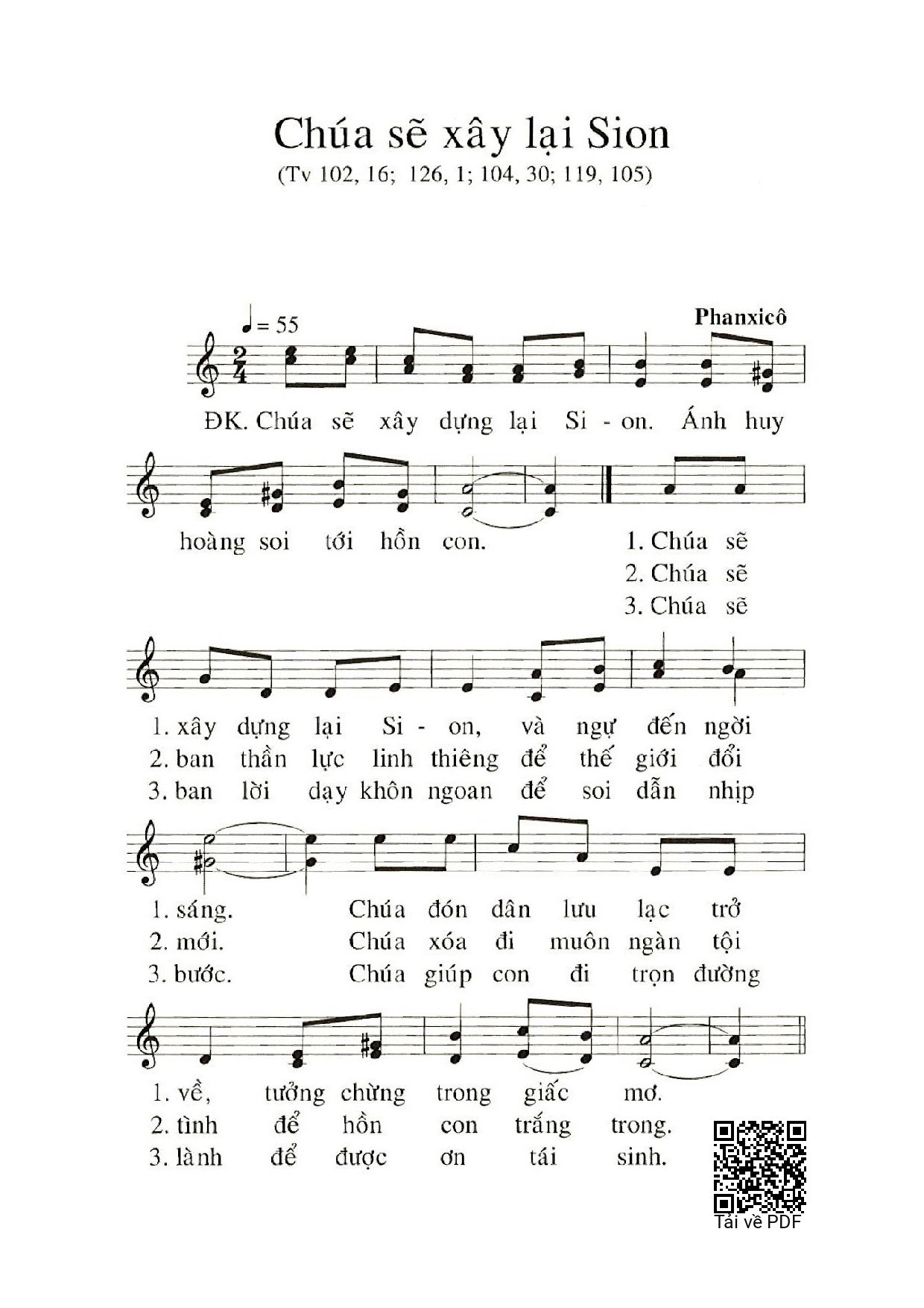 Sheet PDF of Chúa Sẽ Xây Lại Sion