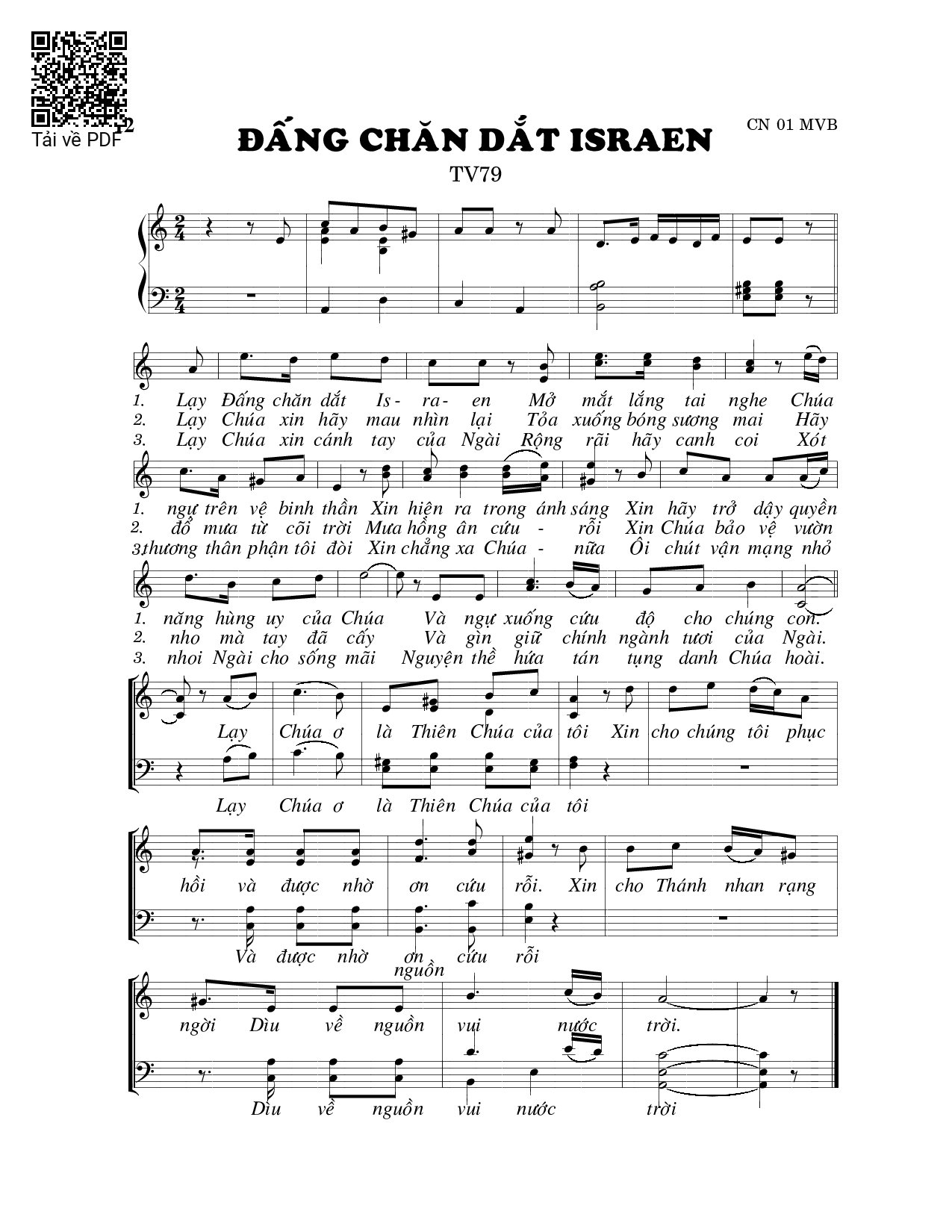 Page 1 of Sheet music PDF Đấng chăn dắt Israel (Thánh Vịnh 79) - Viết Chung