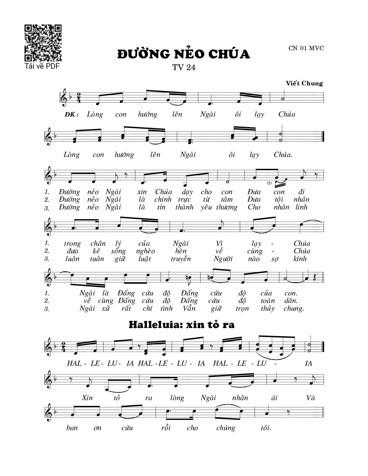 Sheet PDF of Đường nẻo Chúa (Thánh Vịnh 24)