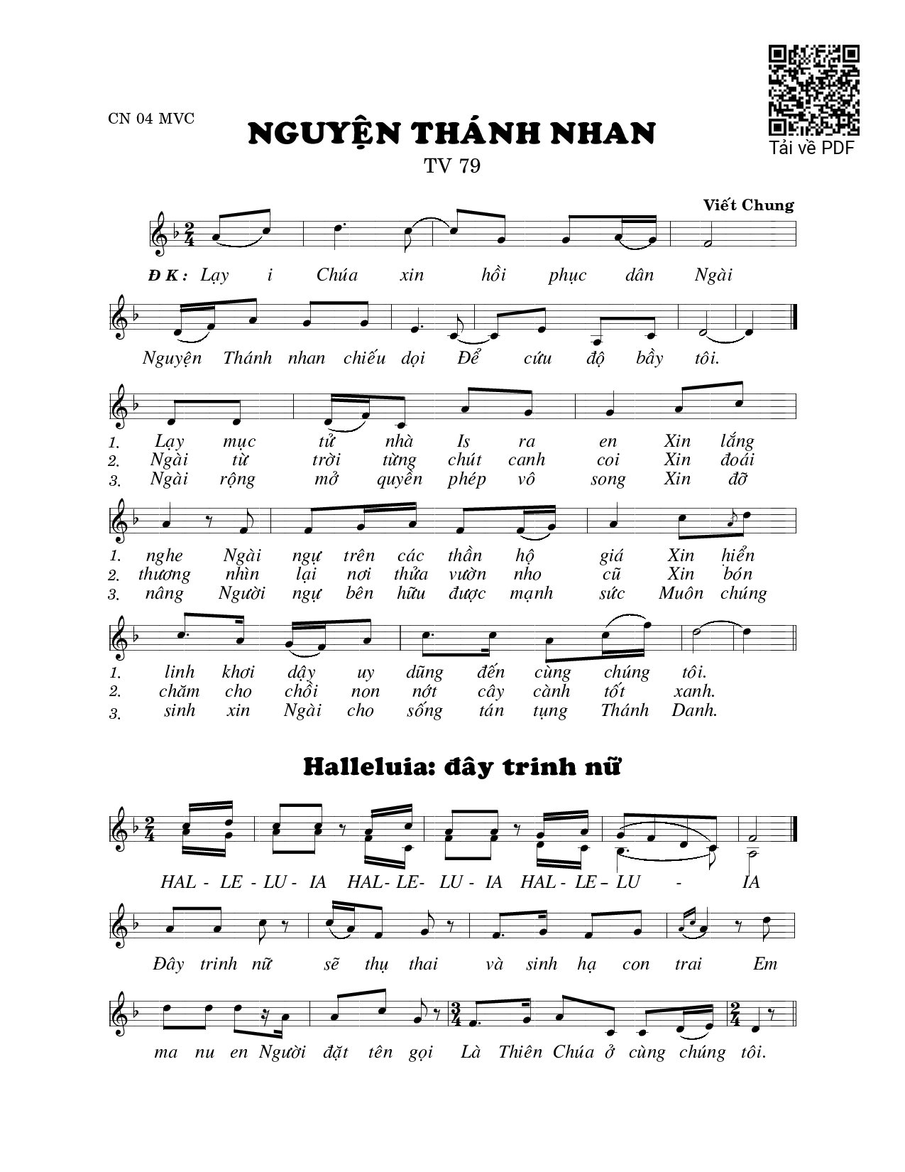 Page 1 of Sheet music PDF Nguyện thánh nhan (Thánh Vịnh 79) - Viết Chung