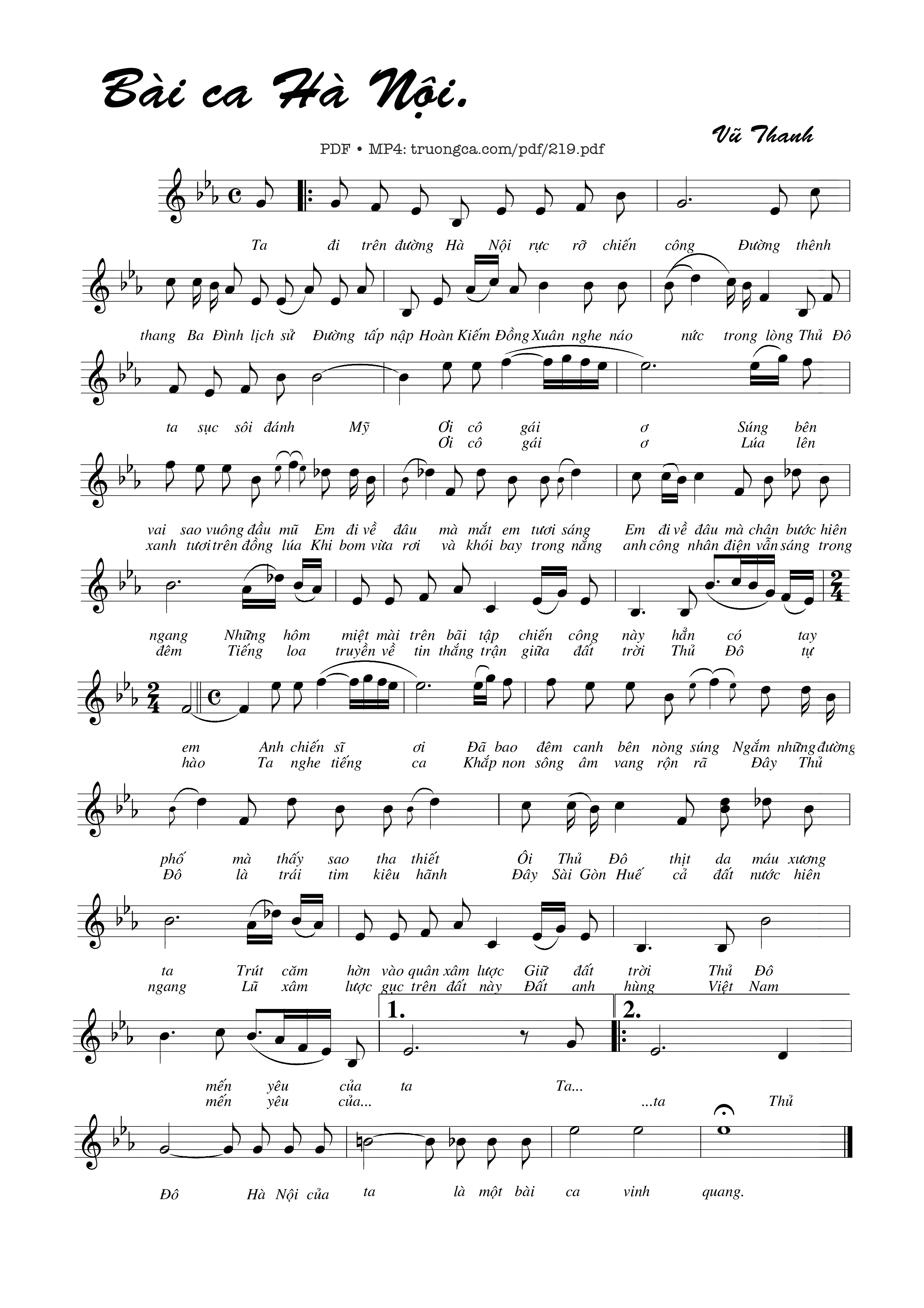 Sheet PDF of Bài ca Hà Nội