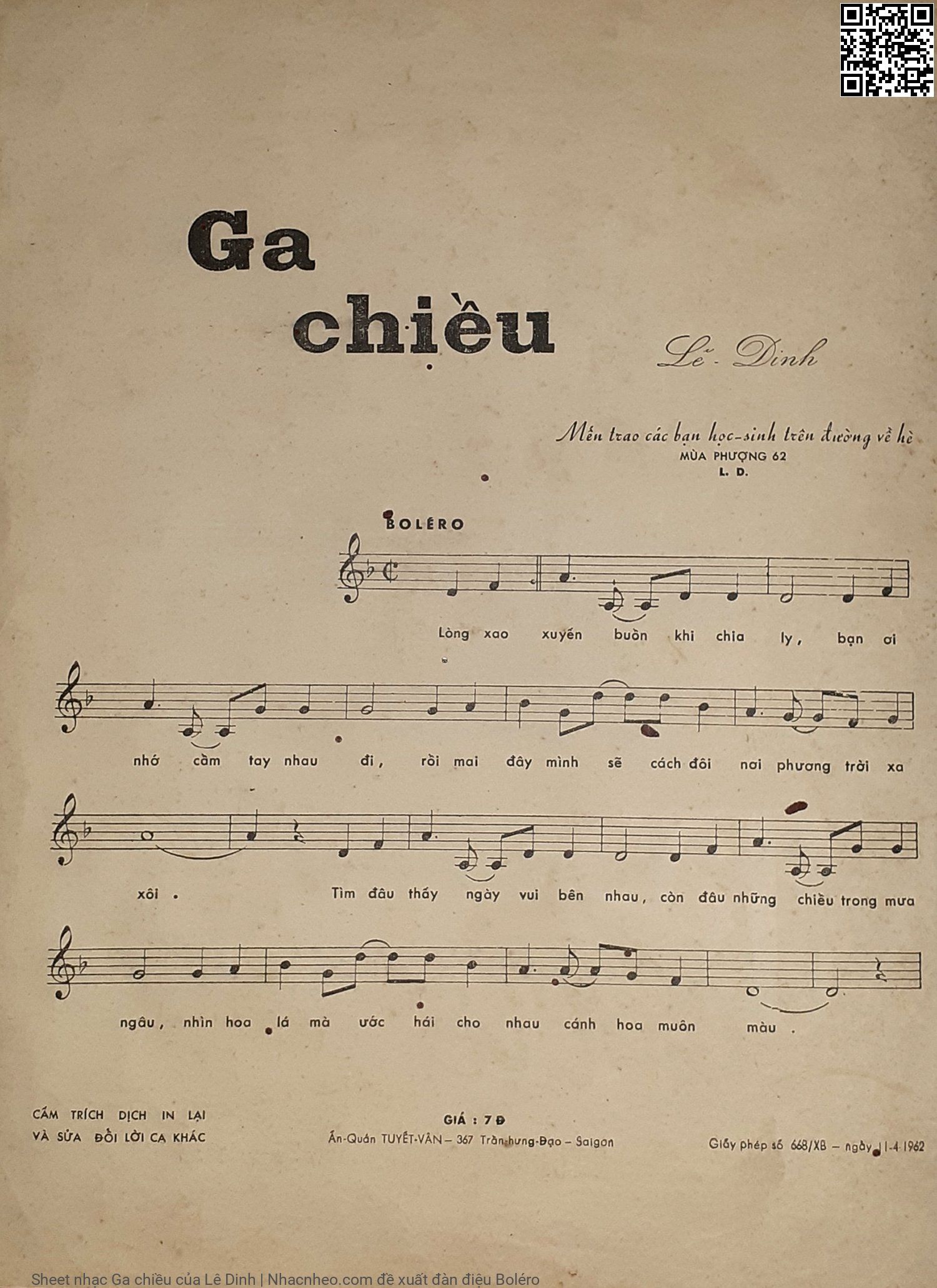 Page 2 of Sheet music PDF Ga chiều - Lê Dinh