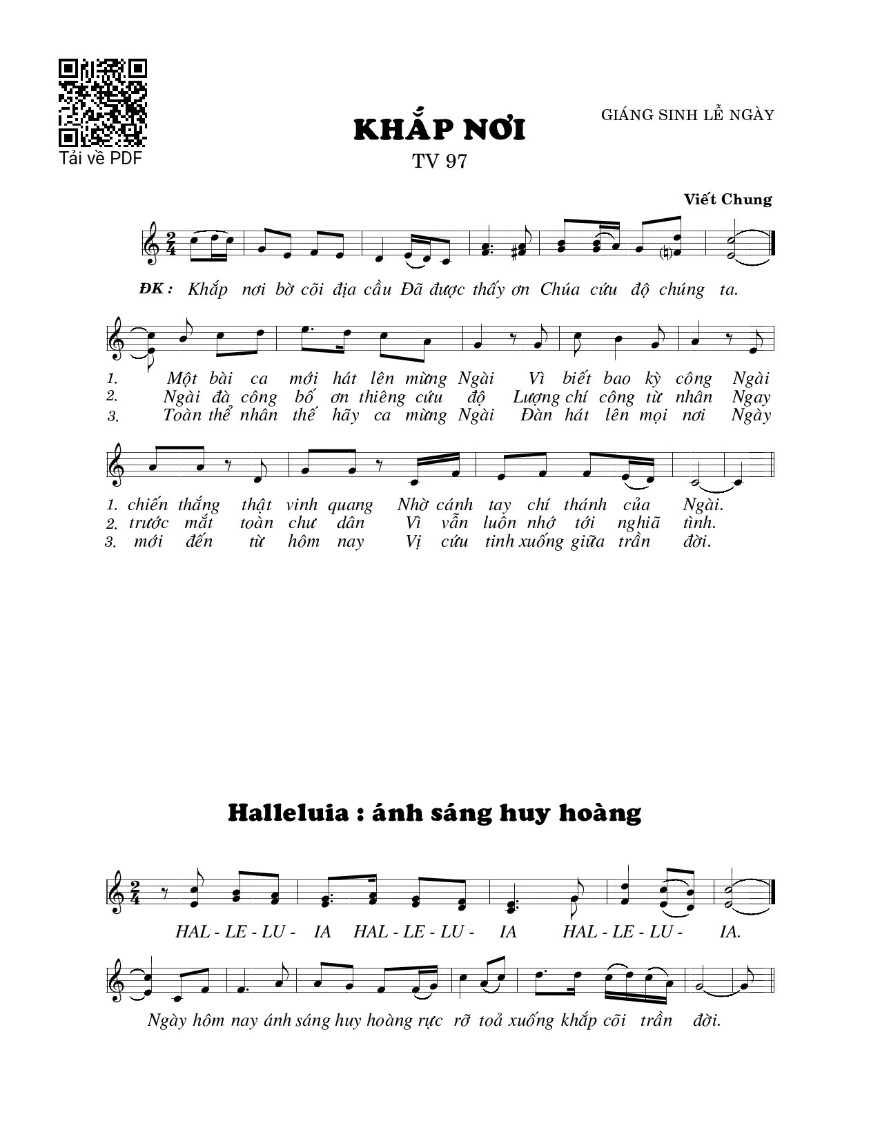 Sheet PDF of Khắp nơi 2 (Thánh Vịnh 97)