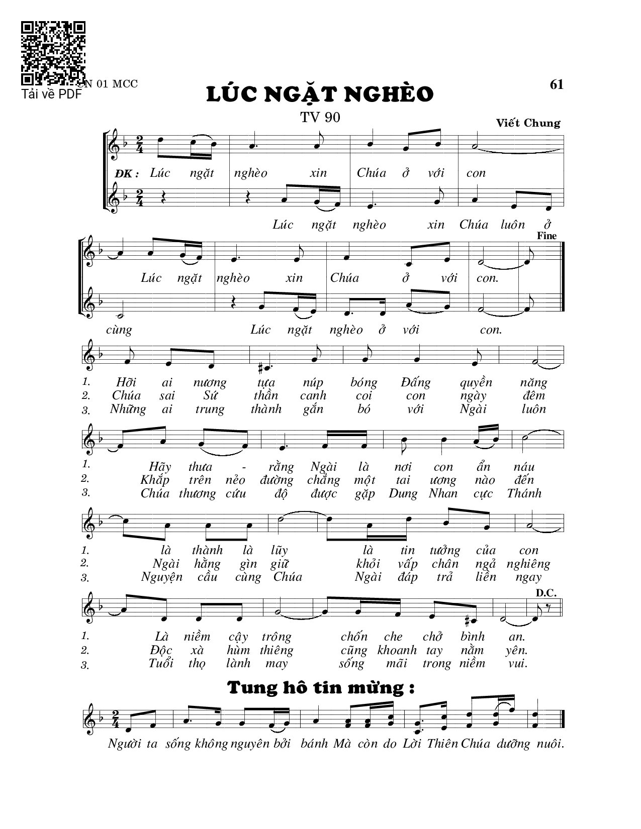 Page 1 of Sheet music PDF Lúc ngặt nghèo (Thánh Vịnh 90) - Viết Chung