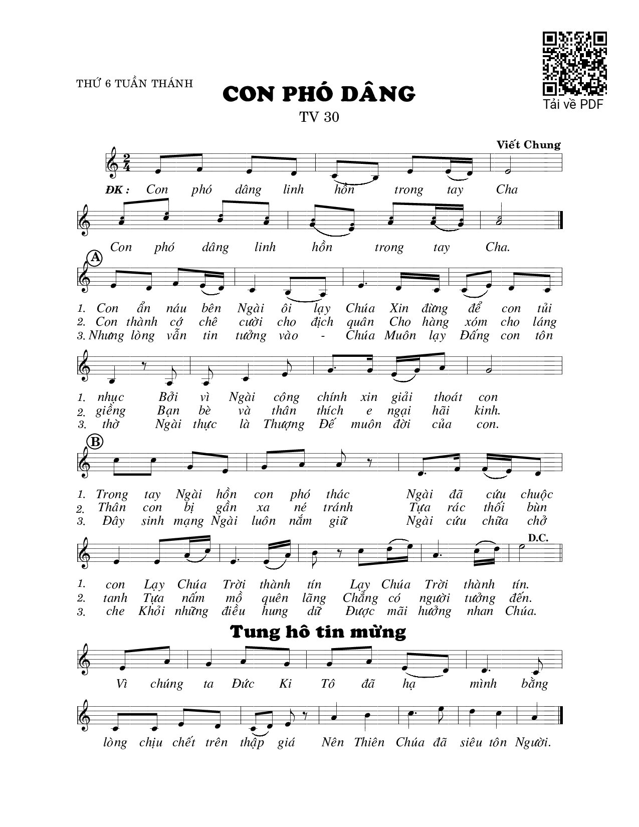 Page 1 of Sheet music PDF Con phó dâng (Thánh Vịnh 30) - Viết Chung