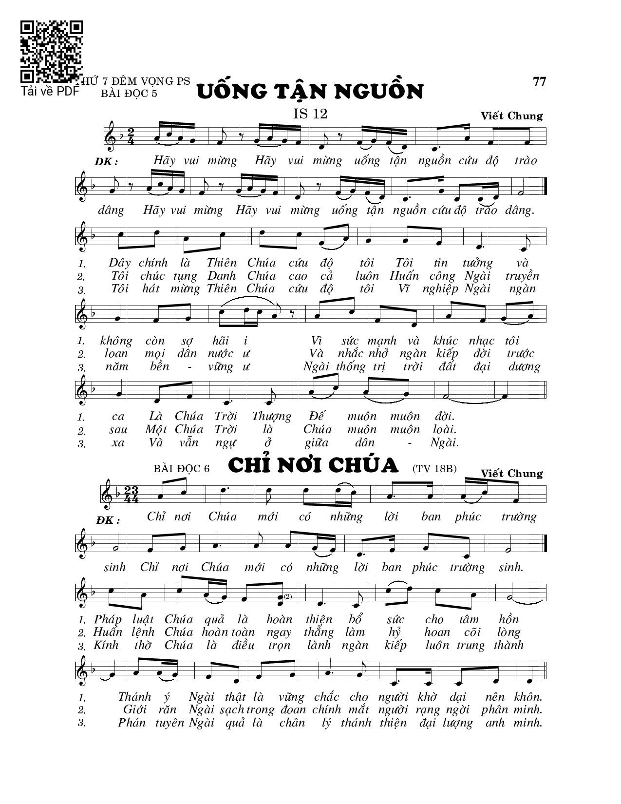Sheet PDF of Uống tận nguồn (Is. 12)