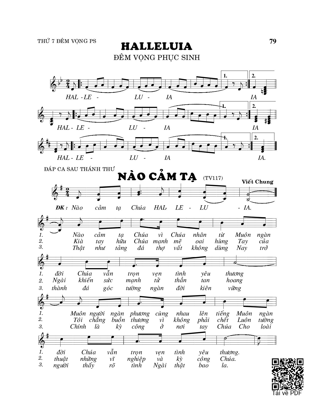 Page 1 of Sheet music PDF Nào cảm tạ (Thánh Vịnh 117) - Viết Chung