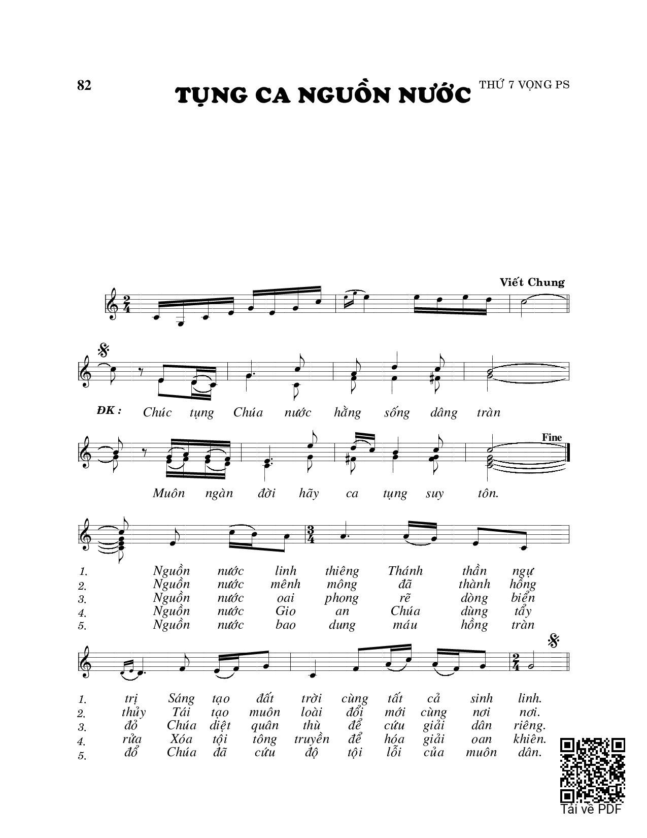 Page 1 of Sheet music PDF Tụng ca nguồn nước - Viết Chung