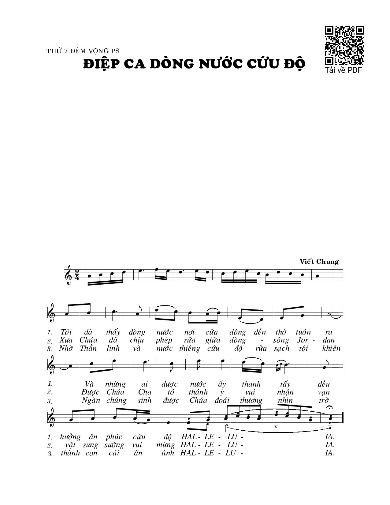 Sheet PDF of Điệp ca dòng nước cứu độ