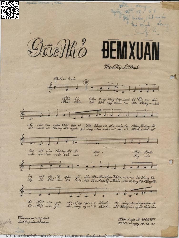 Page 2 of Sheet music PDF Gác nhỏ đêm xuân - Minh Kỳ