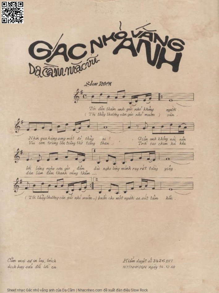 Page 2 of Sheet music PDF Gác nhỏ vắng anh - Dạ Cầm