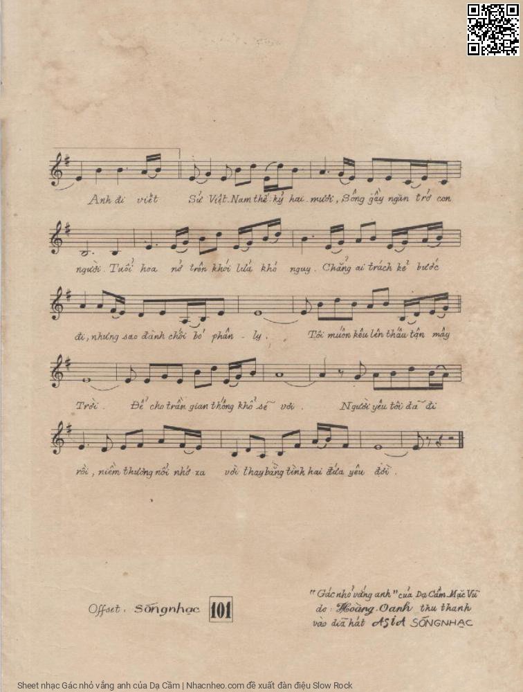 Page 3 of Sheet music PDF Gác nhỏ vắng anh - Dạ Cầm