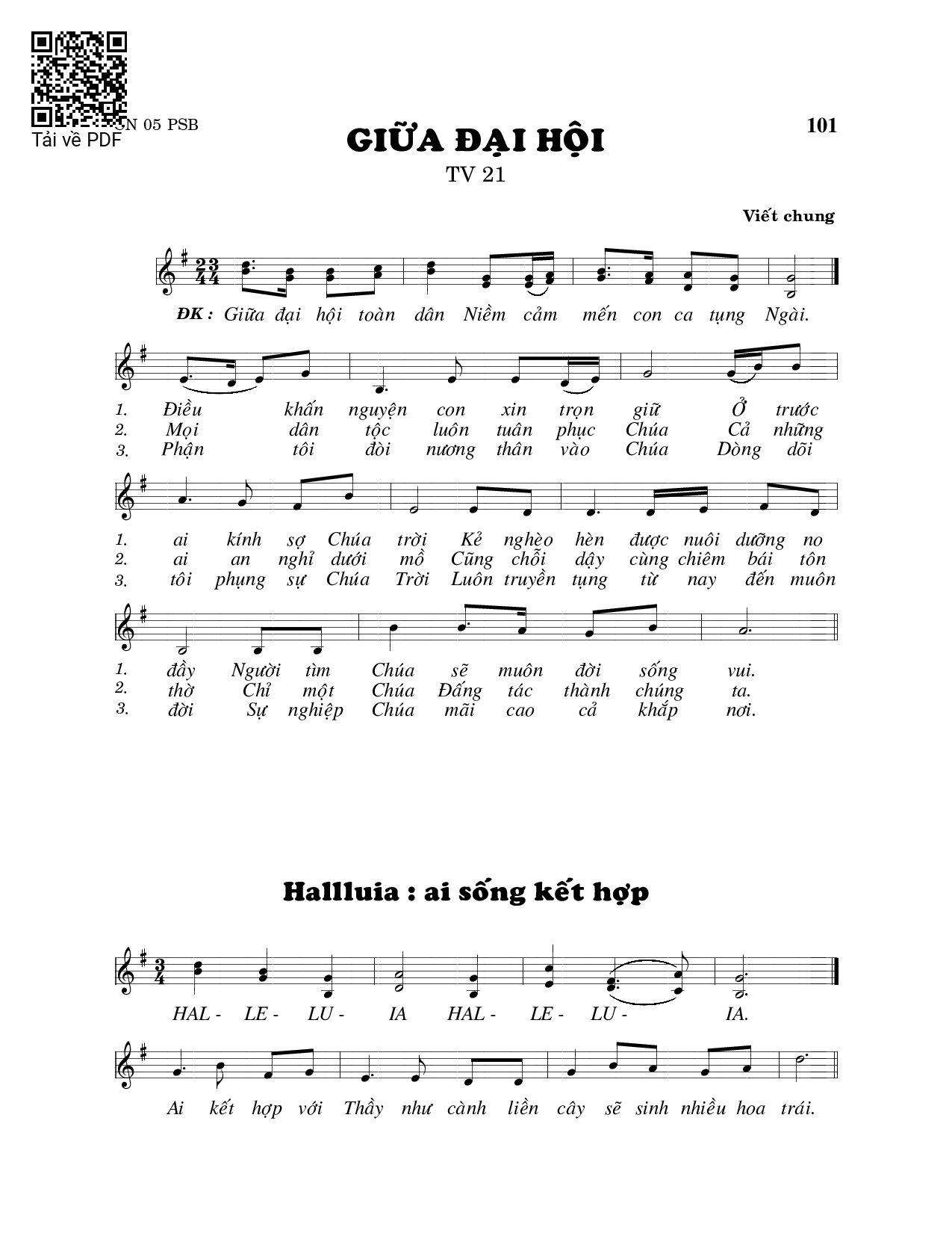 Sheet PDF of Giữa đại hội (Thánh Vịnh 21)