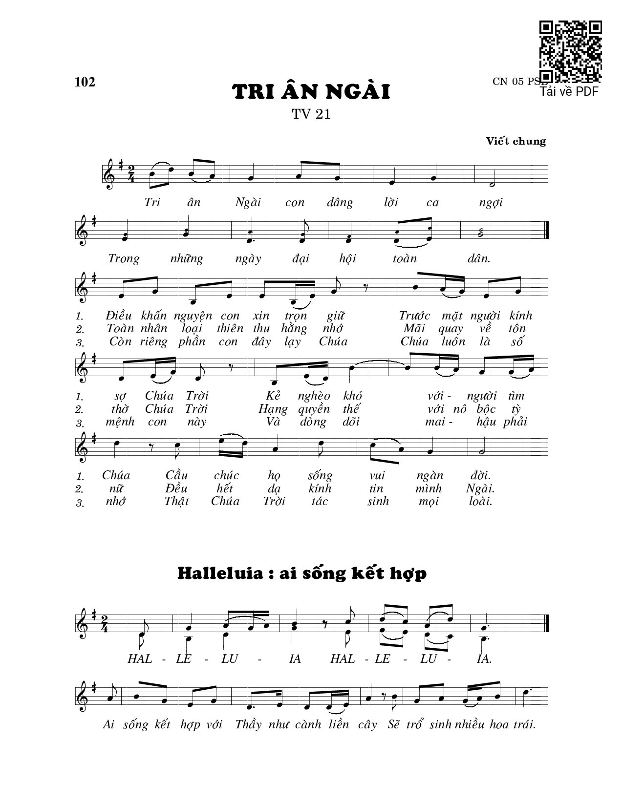Page 1 of Sheet music PDF Tri ân Ngài (Thánh Vịnh 21) - Viết Chung