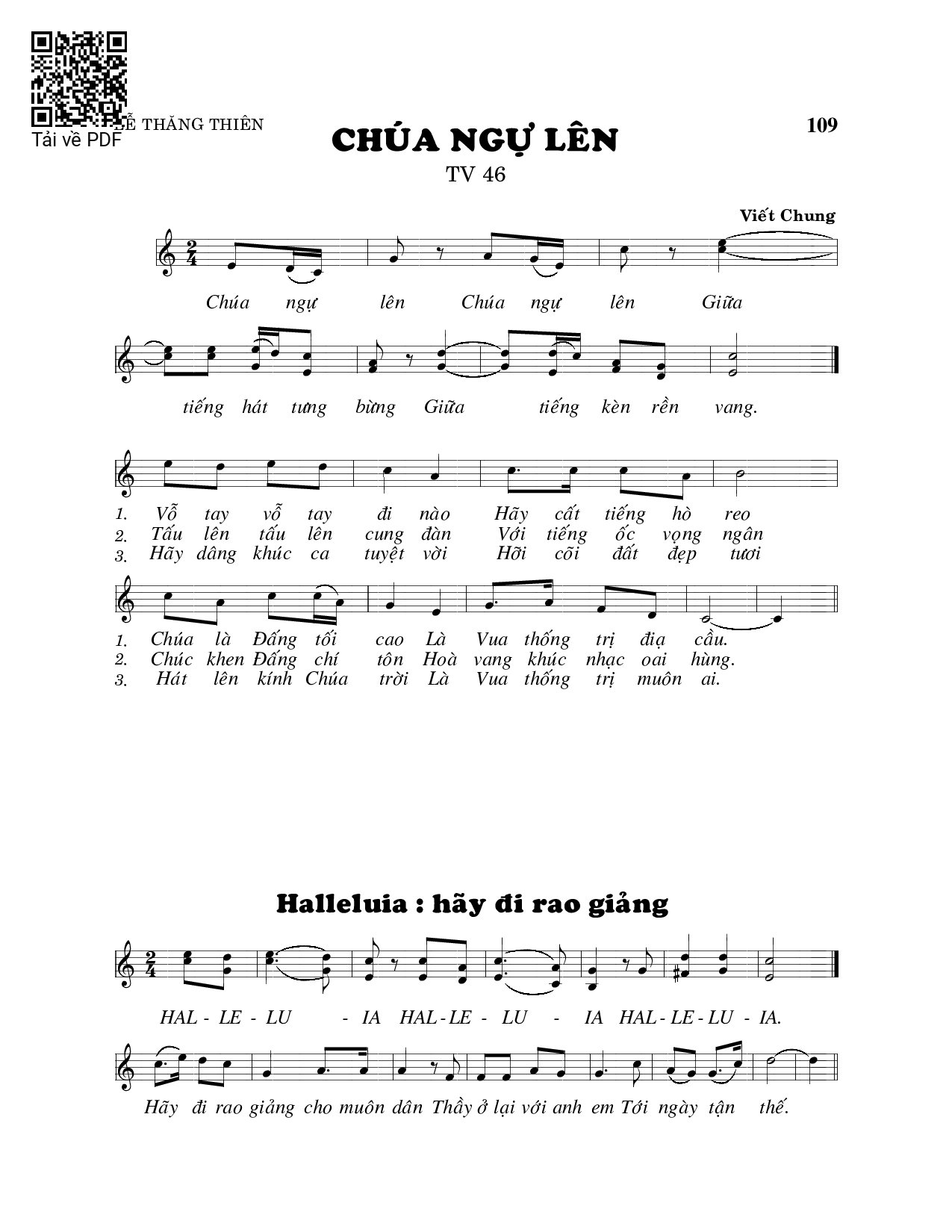 Page 1 of Sheet music PDF Chúa ngự lên (Thánh Vịnh 46) - Viết Chung