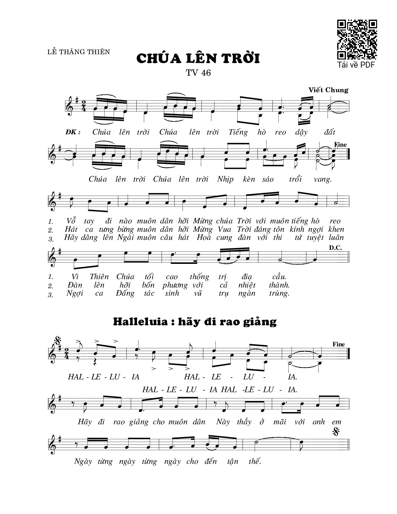 Page 1 of Sheet music PDF Chúa lên trời (Thánh Vịnh 46) - Viết Chung