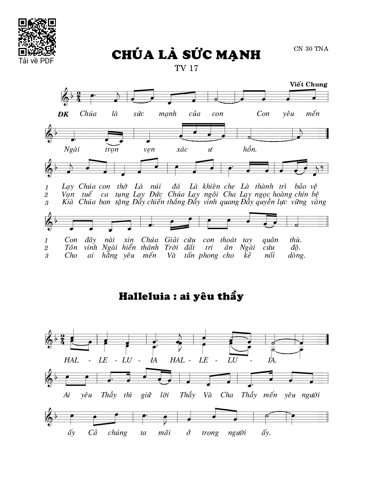 Page 1 of Sheet music PDF Chúa là sức mạnh (Thánh Vịnh 17) - Viết Chung
