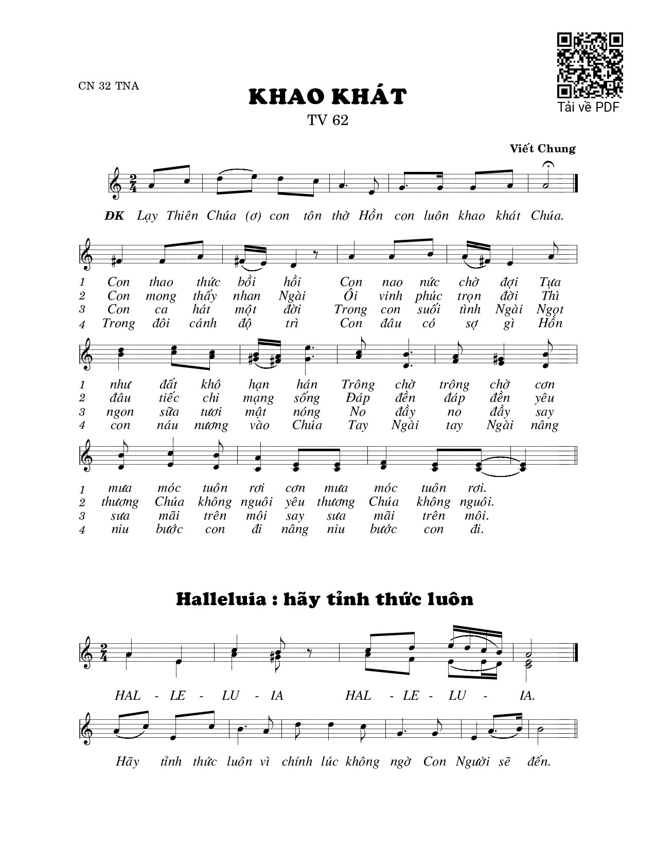 Page 1 of Sheet music PDF Khao khát (Thánh Vịnh 62) - Viết Chung