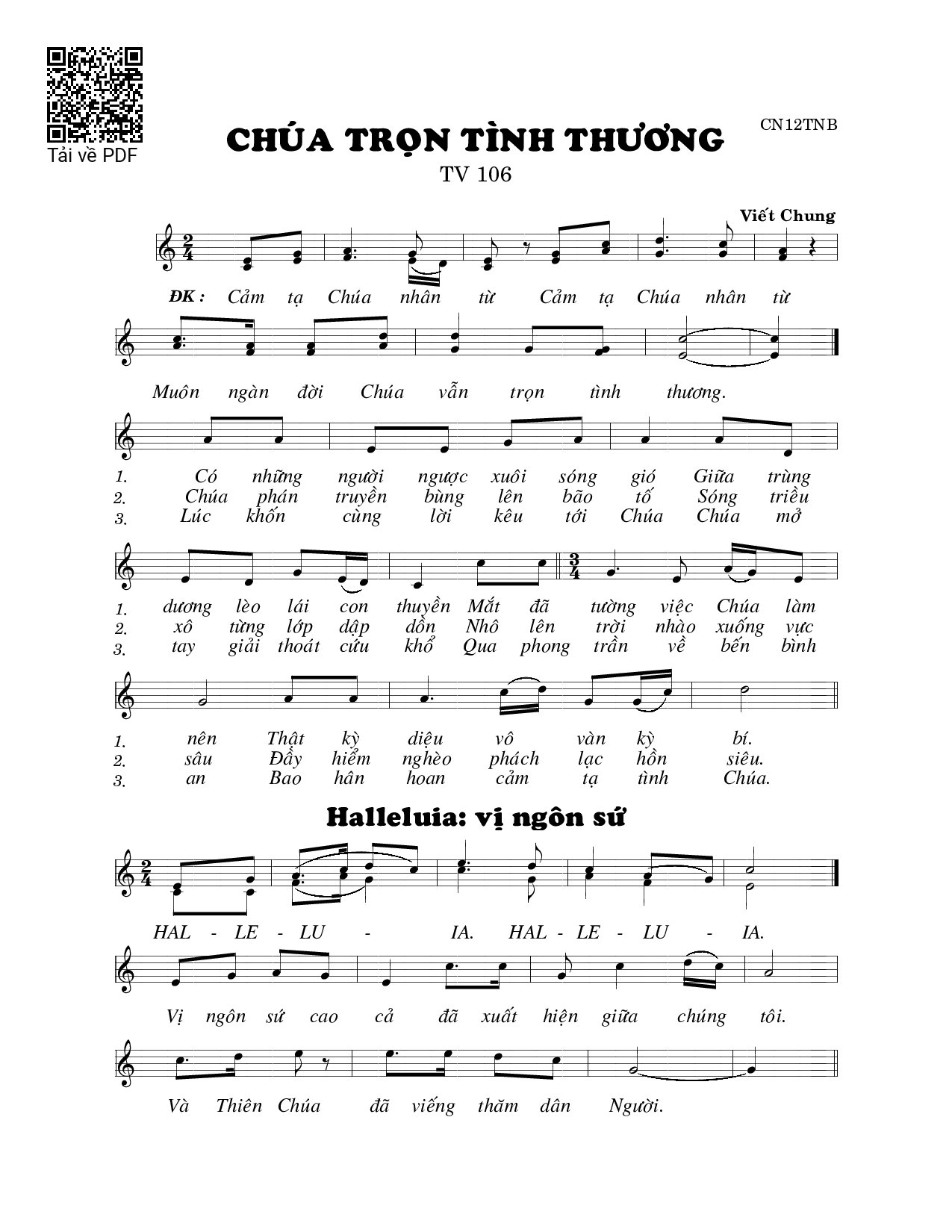 Page 1 of Sheet music PDF Chúa trọn tình thương (Thánh Vịnh 106) - Viết Chung