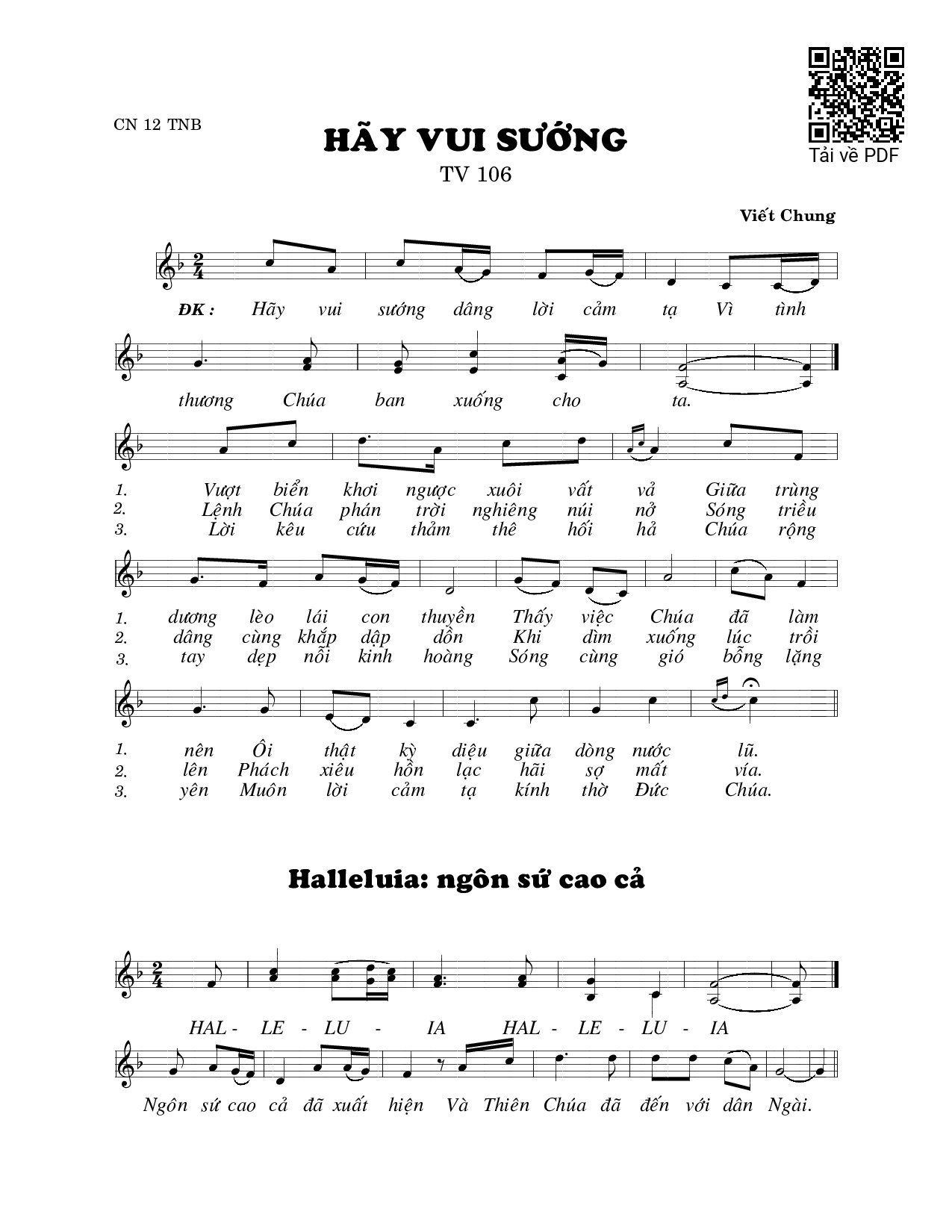 Page 1 of Sheet music PDF Hãy vui sướng (Thánh Vịnh 106) - Viết Chung