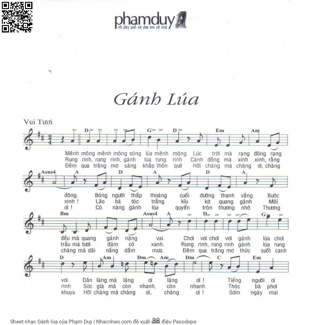Sheet PDF of Gánh lúa - Phạm Duy