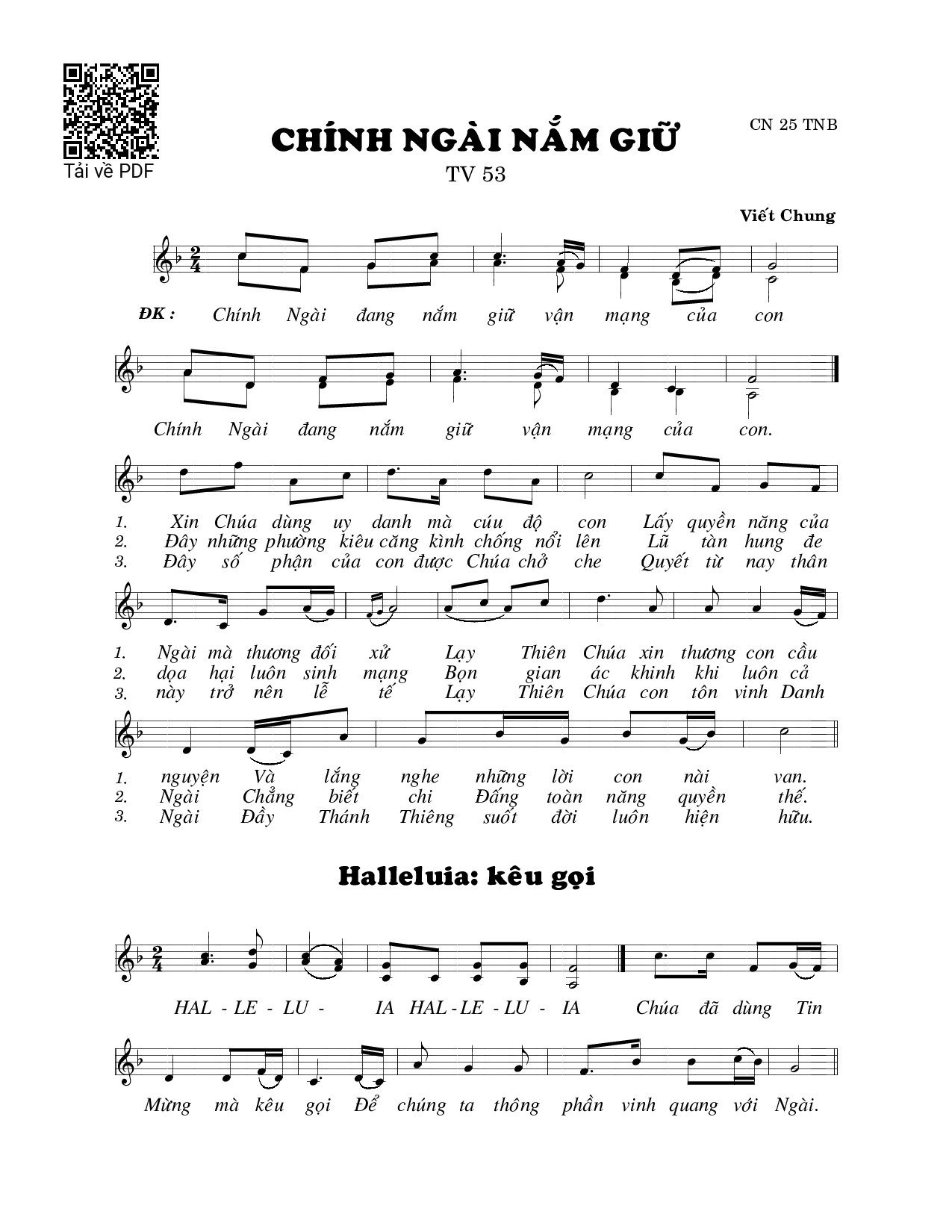 Page 1 of Sheet music PDF Chính Ngài nắm giữ (Thánh Vịnh 53) - Viết Chung