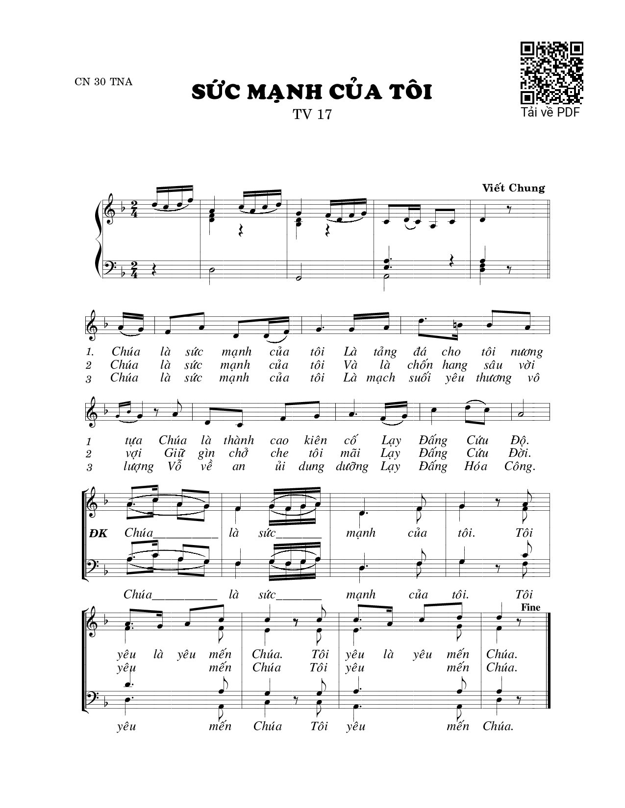 Sheet PDF of Sức mạnh của con (Thánh Vịnh 17)