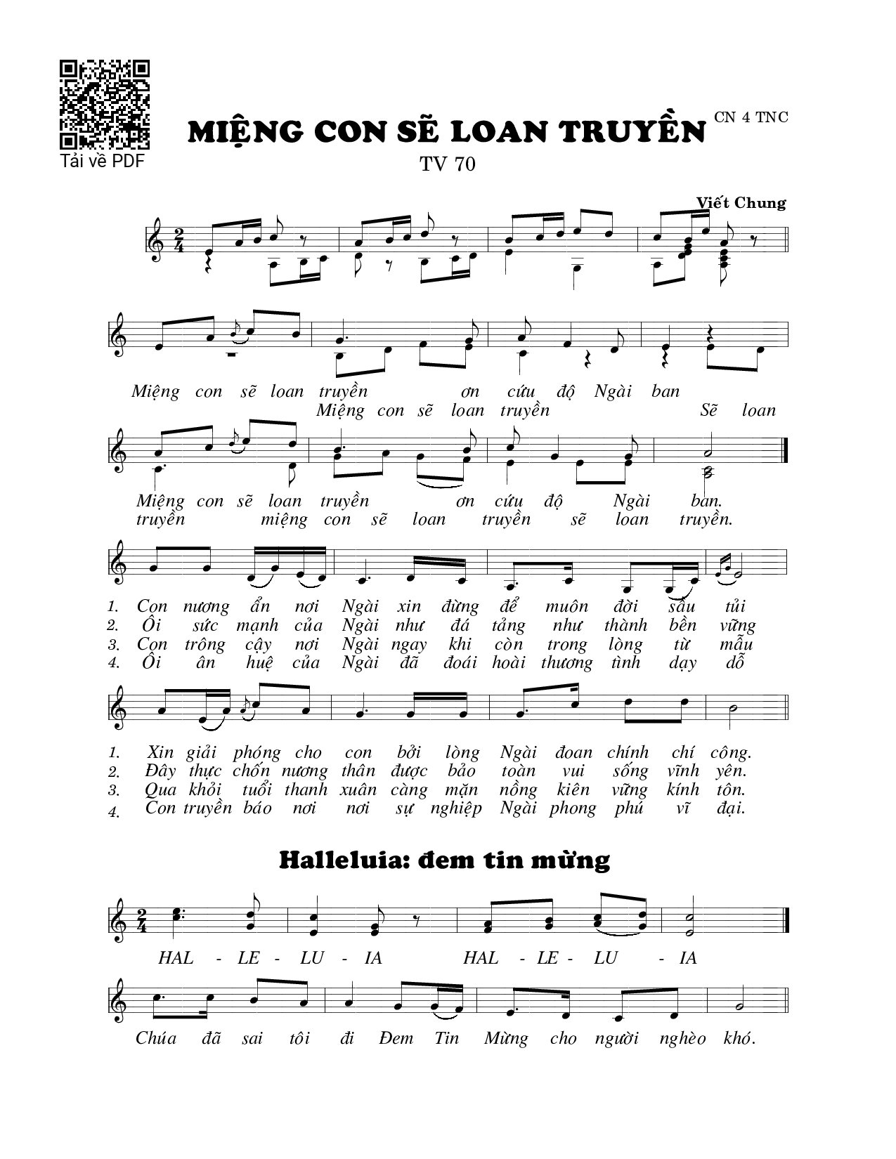 Sheet PDF of Miệng con sẽ loan truyền (Thánh Vịnh 70)