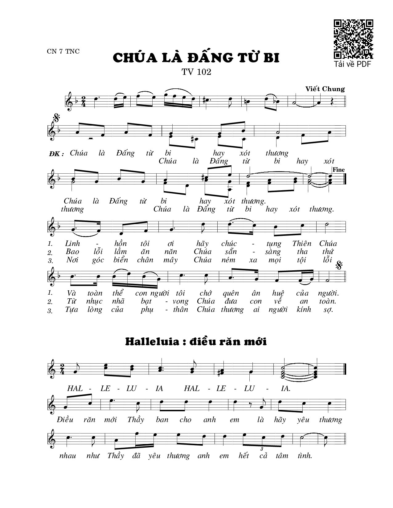 Page 1 of Sheet music PDF Chúa là đấng từ bi (Thánh Vịnh 102) - Viết Chung