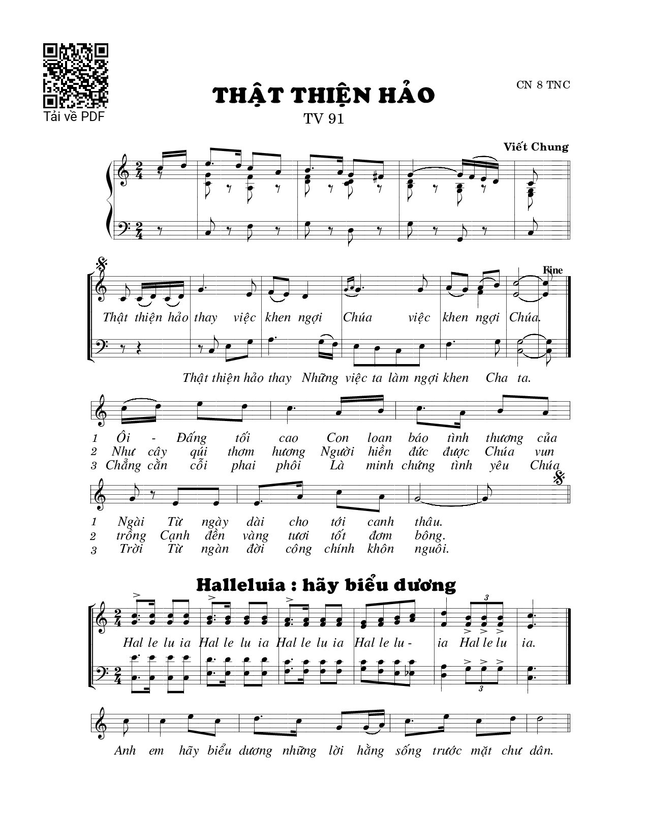 Page 1 of Sheet music PDF Thật thiện hảo (Thánh Vịnh 91) - Viết Chung