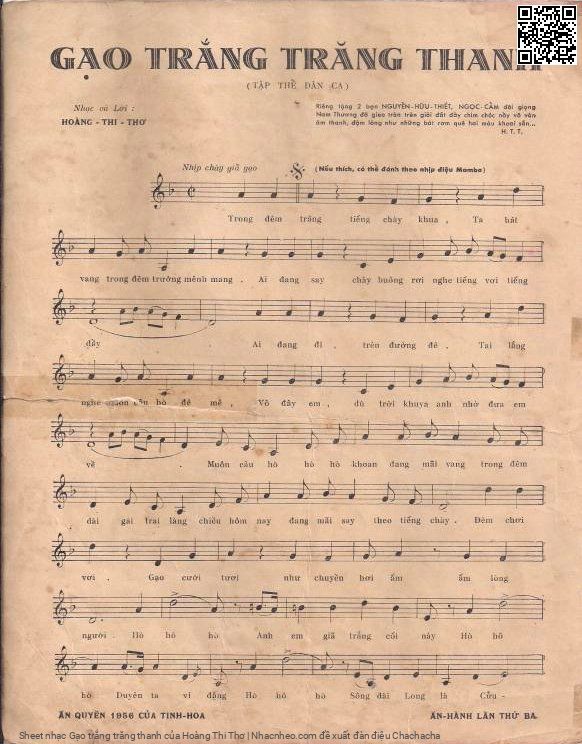 Page 2 of Sheet music PDF Gạo trắng trăng thanh - Hoàng Thi Thơ