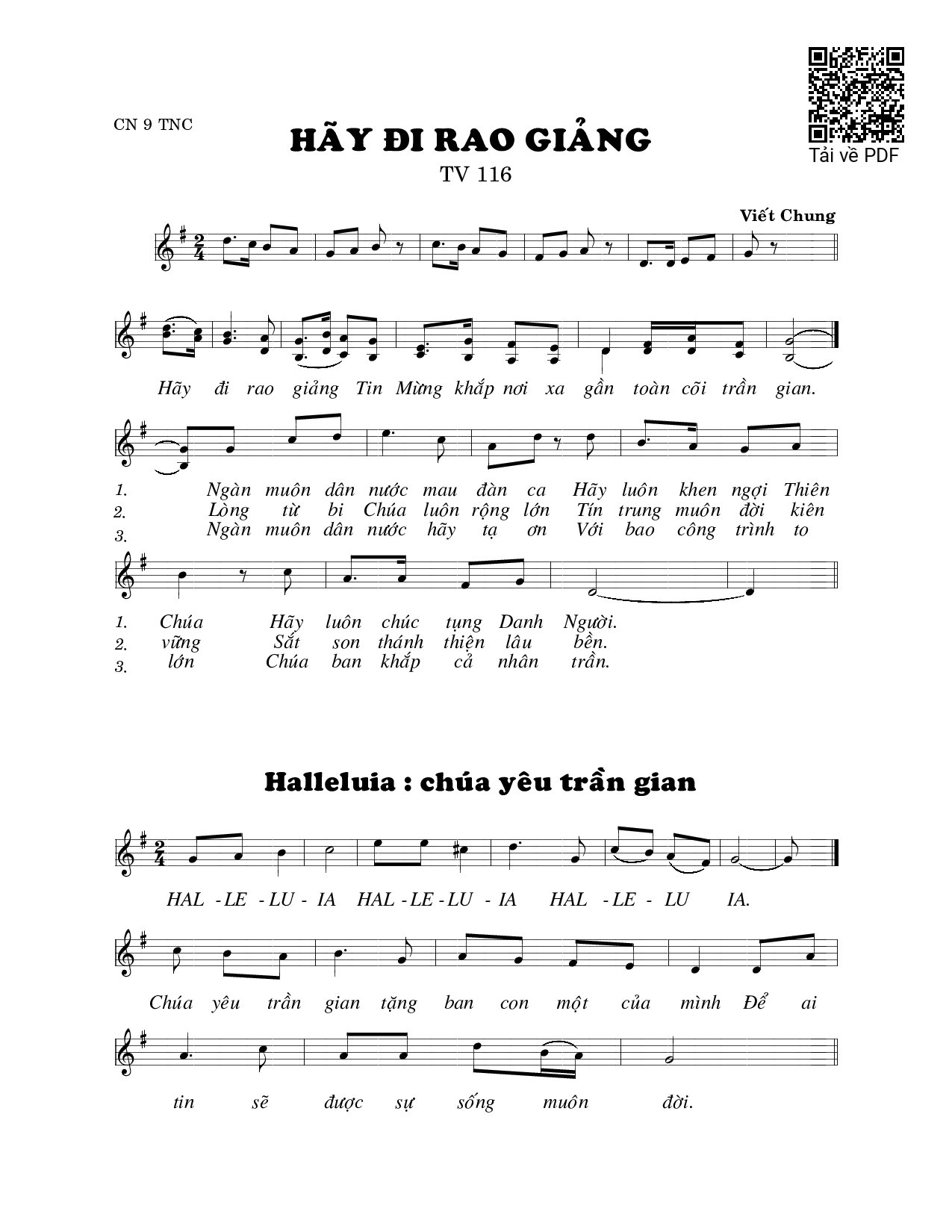 Page 1 of Sheet music PDF Hãy đi rao giảng (Thánh Vịnh 116) - Viết Chung