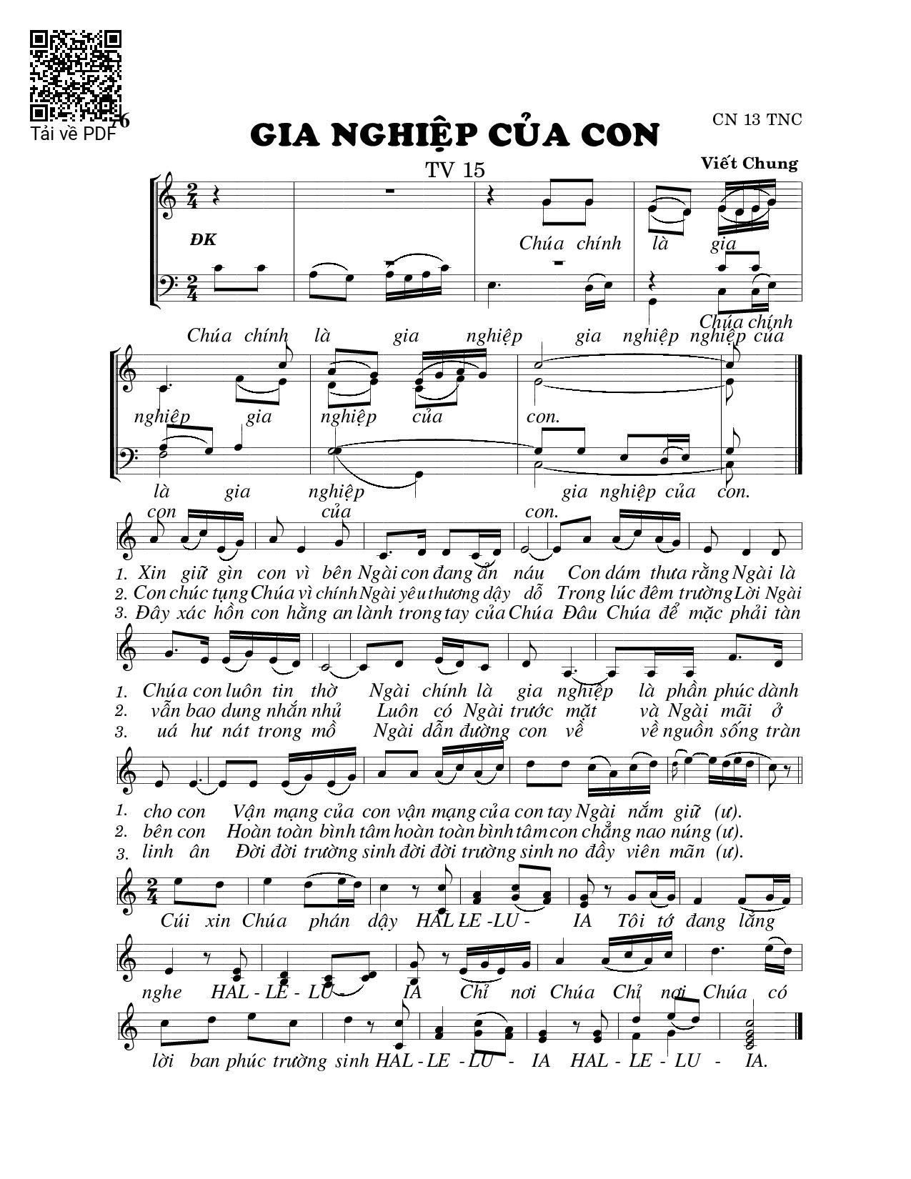 Page 1 of Sheet music PDF Gia nghiệp của con (Thánh Vịnh 15) - Viết Chung